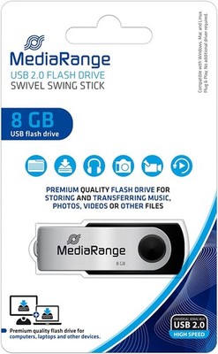 Memory Stick 8GB USB 2.0 - MediaRange - Mini USB Flash Drive with Secure...