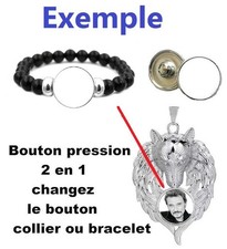 Bracelet Johnny Hallyday – Cuir Tressé Noir Avec Médaillon – Choix Modèle – Neuf