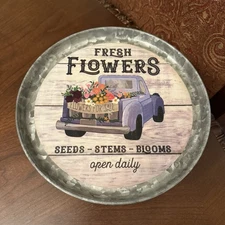 2020 Boston Warehouse 10" Fresh Flowers Galvanized Cake Stand with Wood Base