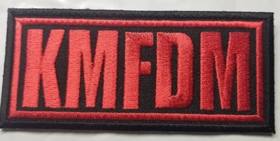 THEPATCHGUY KMFDM Embroidered red Patch approx 1.75x3.75"