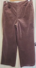 DG2 Brown Straight Leg Velvet Pants Womens Size 14P 33x28.5 Pull On 87-35900