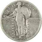 1928 D Standing Liberty Silver Quarter F Fine 25c Coin Collectible