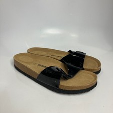 Cushionaire Luca vegan patent leather slip on sandals cork Footbed Women's 11