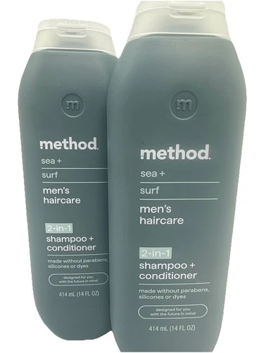 2 Pack Method Men 2-in-1 Shampoo + Conditioner Sea + Surf 14oz x 2!
