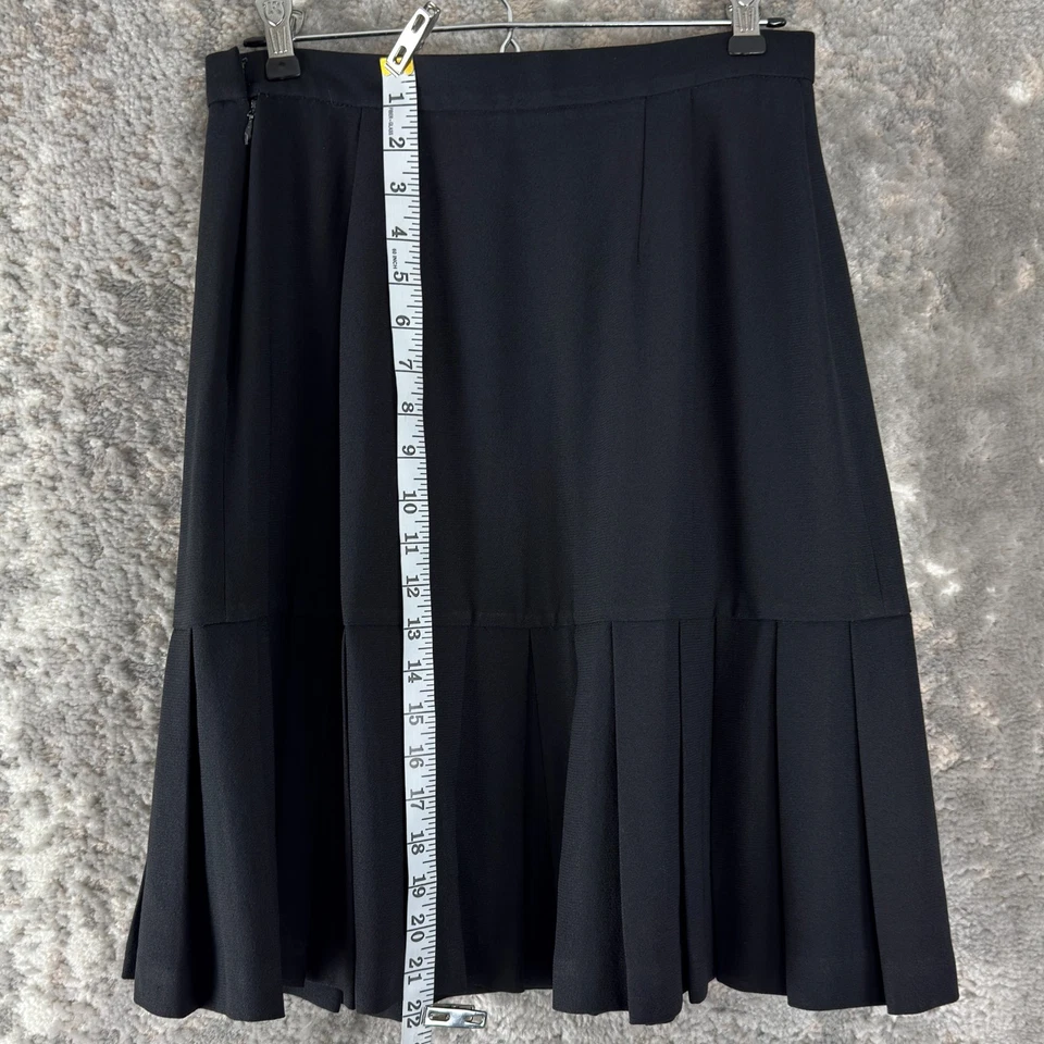 Falda Doncaster Talla 12 Plisada Línea A Botón Hasta la Rodilla Negra Informal Cremallera Foto 2 de 4