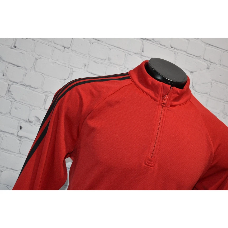 Camiseta pulôver Adidas golfe 1/4 zíper masculina tamanho médio desempenho poliéster vermelho - Imagem 3 de 4