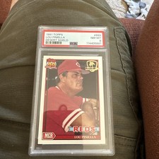1991 Topps Desert Shield Baseball #669 LOU PINIELLA PSA 8 REDS