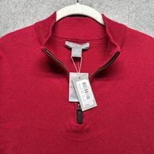 Daniel Cremieux Signature Collection Sweater Mens L Red 1/4 Zip Cashmere Blend
