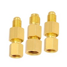 Brass Refrigerant Adapters Kit for R12 R134a Systems Vacuum Pump Port Connection