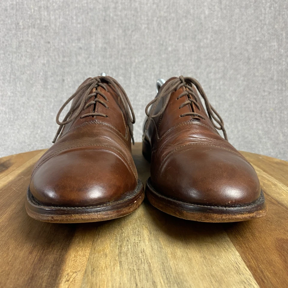 Zapatos Oxford Vero Cuoio Puntera Gorra Para Hombre 10.5 M Cuero Marrón Hechos en Italia Con Cordones Foto 2 de 4
