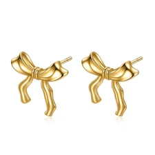 Rnivida 925 Sterling Silver Bow Stud Earrings Hypoallergenic Jewelry for Women