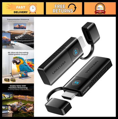 Mini Wireless HDMI Transmitter & Receiver 165FT 4K 1080P Plug & Play for TV/Proj
