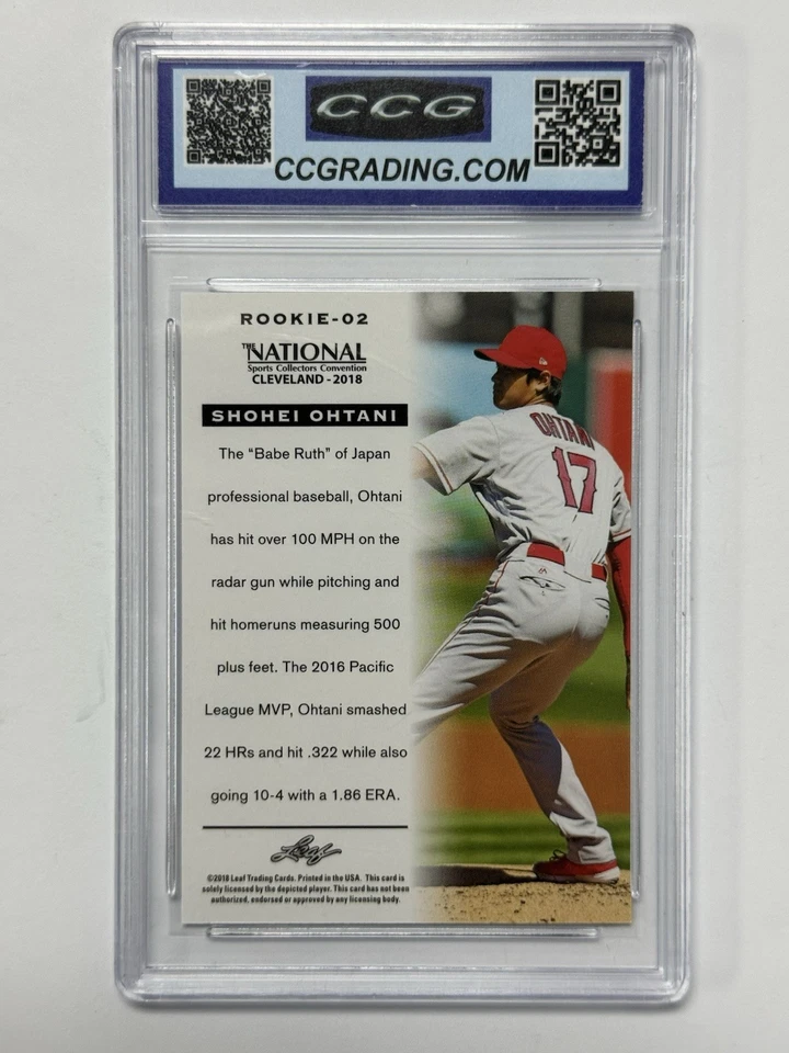 SHOHEI OHTANI 2018 Leaf Nat'l Rookie Blue 18/99 RC CCG 9.5 - Image 2 of 2