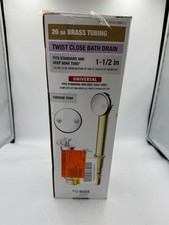 PF WaterWorks Chrome Trim-Twist Close Bathtub Drain 20 Gauge Brass OPEN BOX