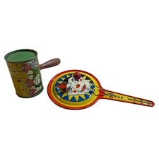 Tin Party Rattle Noise Maker U.S. Metal Toy Mfg. Co. Lot Of 2