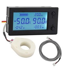 Battery Monitor, Amp Volt Power Watt Meter DC 0-300V 200A STN LCD 2.5m Cable