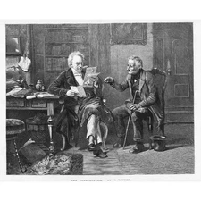 BENJAMIN VAUTIER The Consultation - Antique Print 1874