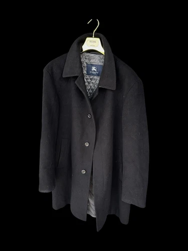 Burberry London Pea Cappotto Uomo Vintage Taglia Large Nero