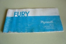1972 Plymouth Fury Operators Manual Vintage - Glove Box
