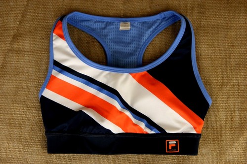 Fila Sport Womens Top Sport Bra Size S Racerback Padded Striped Multicolor