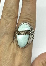 Vintage Native American E Sterling Silver Turquoise Statement Ring Sz8 19.01g