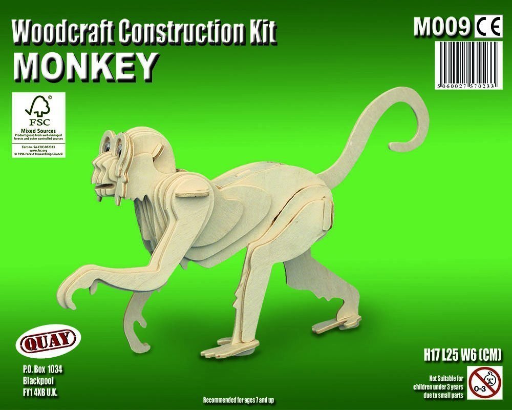 Monkey QUAY Woodcraft Construction Kit Wooden 3D Model kit M009 Age 7