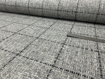 KARO STOFF KARIERT 140 CM BREIT DESIGNER MATERIAL Polster Chunky Next grau