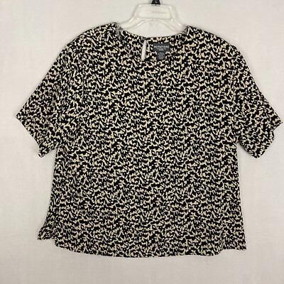 Vintage Notations Women's Short Sleeve Blouse Top Size 1X Black Yellow Padded