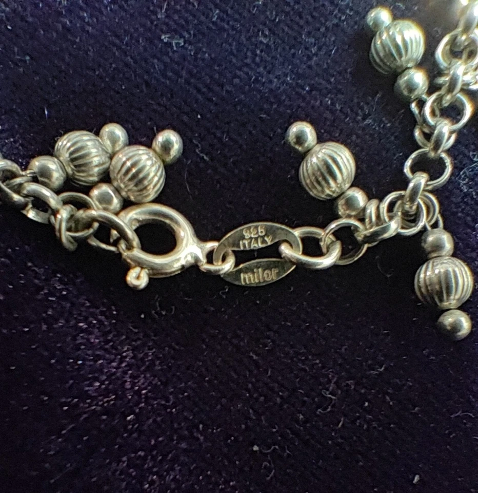 NEW MILOR ITALY STERLING SILVER MULTIPLE BALLS BEADS 9 INCH ANKLET BRACELET - Image 3 of 4