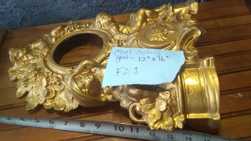 Antique Cast Iron gold Front Clock Case Face Cherubs Grapes Fancy Golden mfg co. - Picture 8 of 12