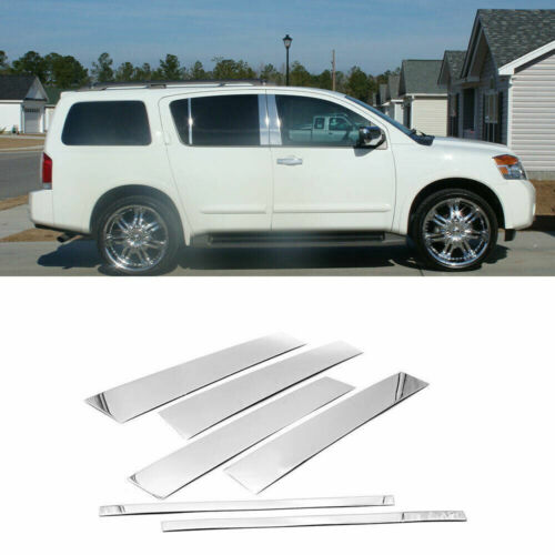 6PCS Fit For Nissan Armada 2005-2015 Silvery Pillar Posts Door Window Trim Cover - Picture 5 of 6