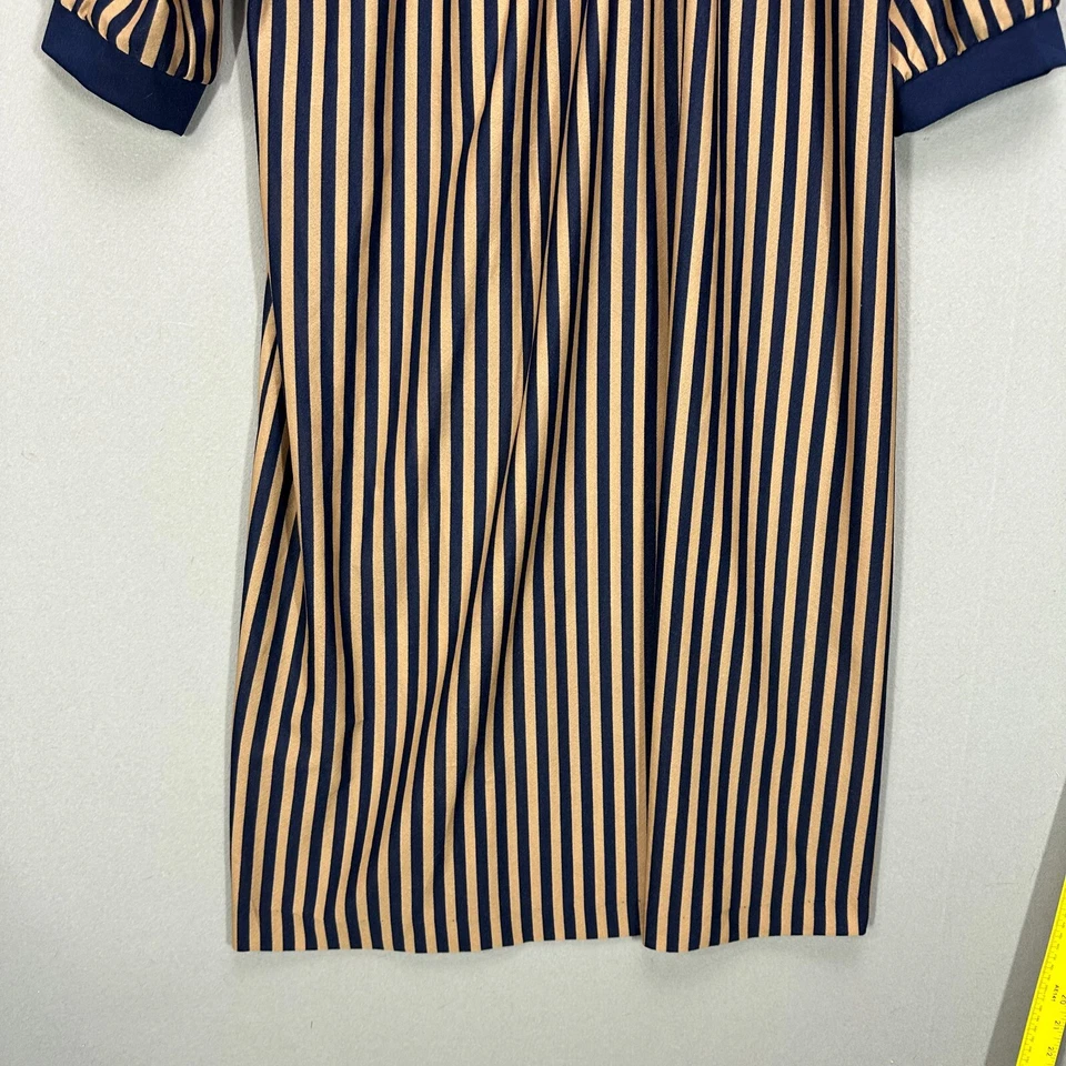 VTG 70s Striped Polyester Mod Dress Size 15/16 Sears GAULTIER Style Button Bow - Изображение 3 из 4