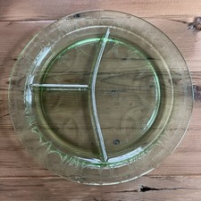 Vintage Anchor Hocking Depression Uranium Divided Grill Dinner Plate 1930s Glows