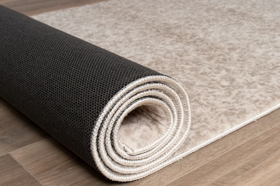 Non Slip Carpet Runner Rug, Machine Washable, PVC Rubber Backing, Mink & Beige - Image 3 of 4