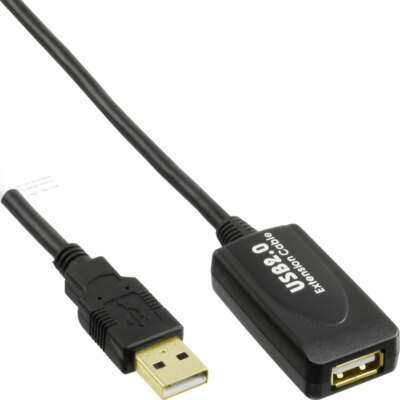 Inline cavo usb 2.0. prolunga. type a. maschio / femmina. nero. 0.5m