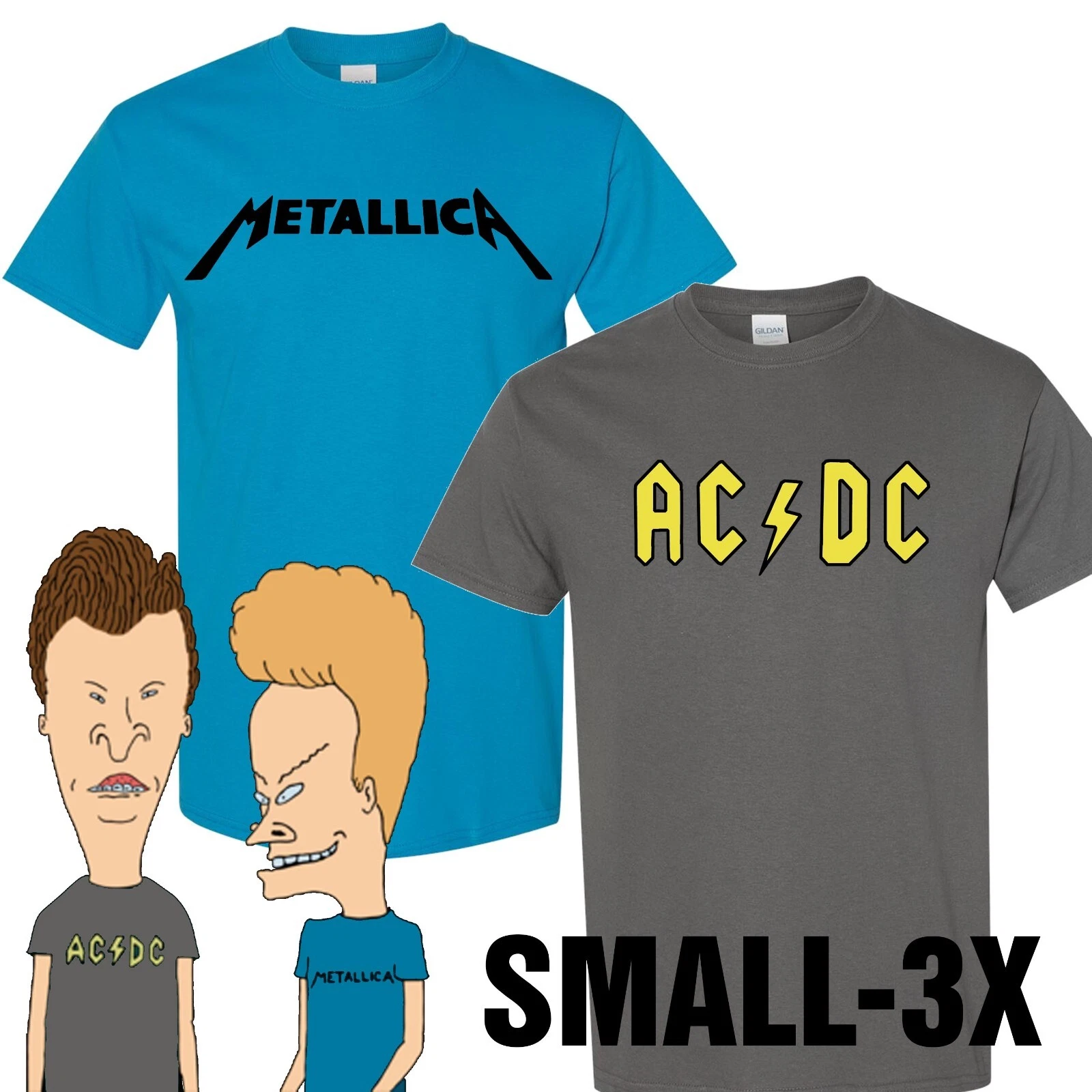 BEAVIS AND BUTTHEAD HALLOWEEN T SHIRT NOVELTY COSTUME METALLICA AC/DC SMALL-3X