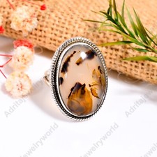 Natural Montana Agate Ring 925 Sterling Silver Handmade Boho Rings Gift Jewelry