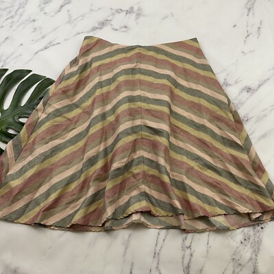 Torrid A-Line Midi Skirt Plus Size 0x Pink Stripe Gold Metallic Shimmer Retro