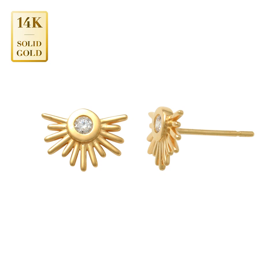 14K реальный твердого золота кубический цирконий гвоздики Push назад хряща серьги пирсинг - Изображение 2 из 3