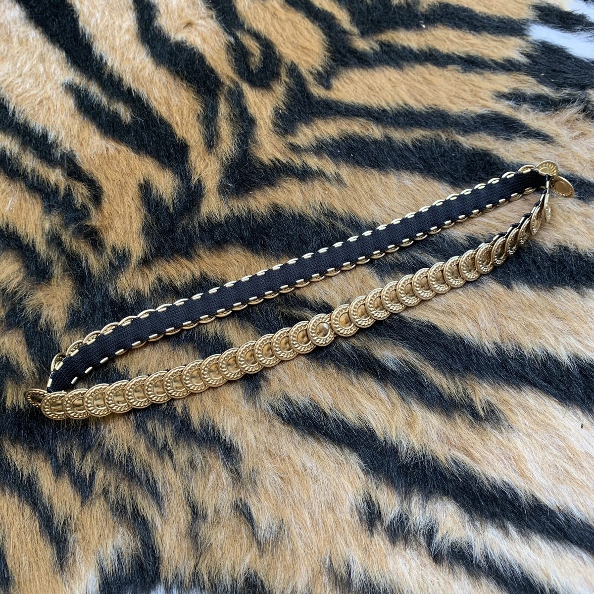 Vintage Womens Stretch Belt Metal Plates Medallions Gold Silver  Boho Retro Glam Vintage Women main image 2