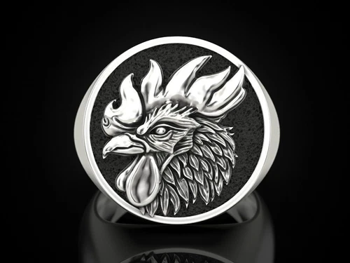 Rooster Cock Bird Chicken Men 925 Silver Signet Biker Rider Ring Birthday Gifts