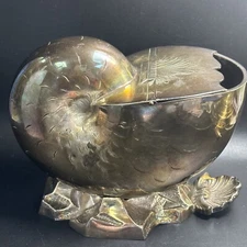 Vtg MAPPIN & WEBB Shelll Shell Spoon Warmer Footed Deco Piece Wheat Etching