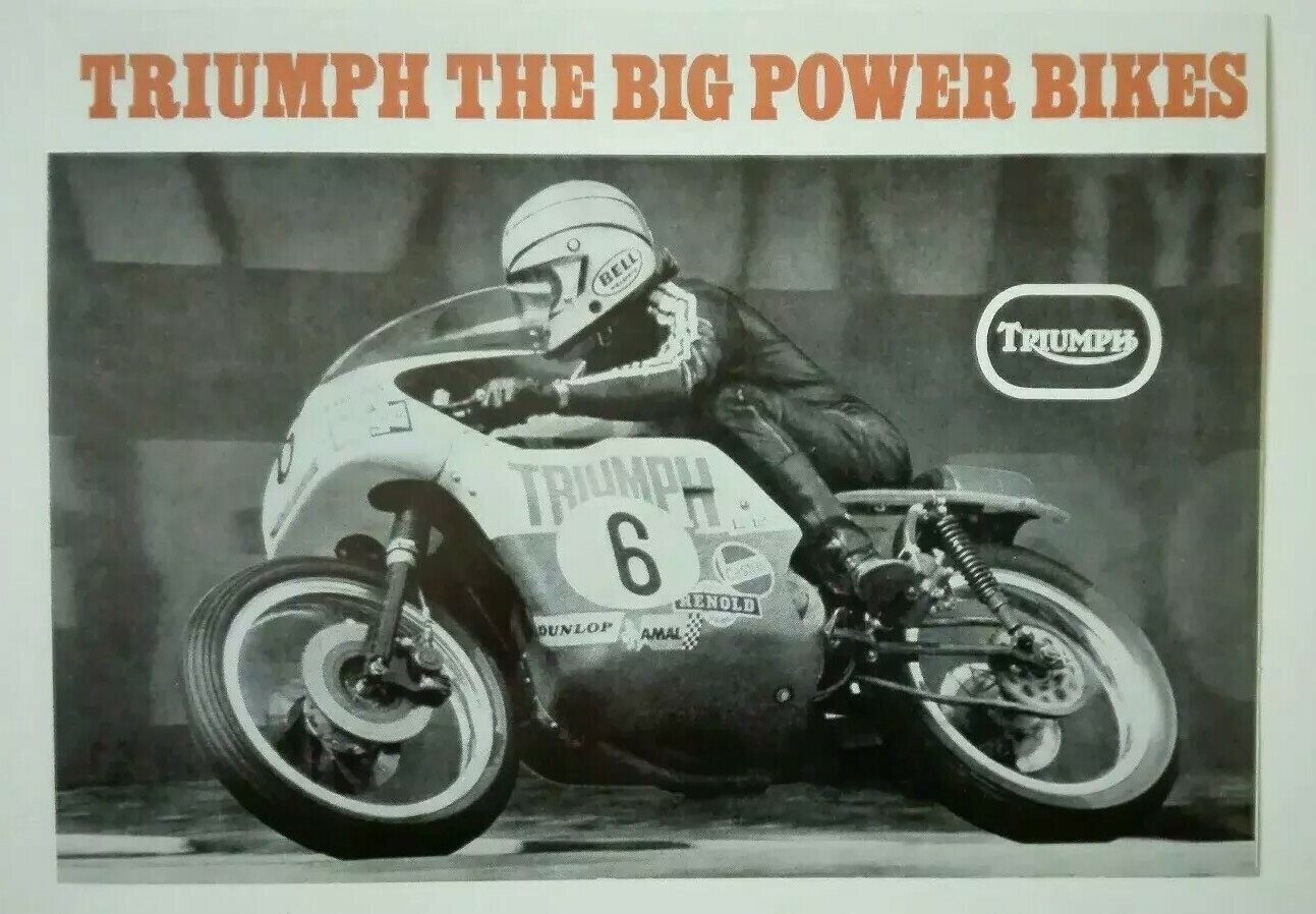Brochure TRIUMPH 1972 pour Déco de Garage Vintage et Passionné de Moto Ancienne