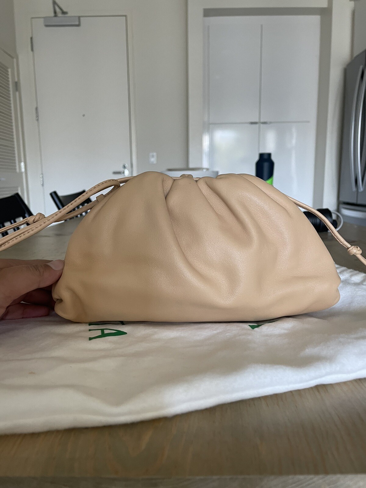 BOTTEGA Leather Mini Pouch Almond 2100 Gem