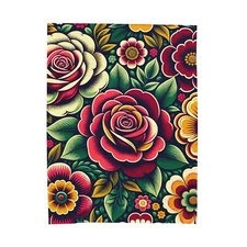 Velveteen Plush Blanket Home Decor Retro Rose Garden Pattern Flowers Floral
