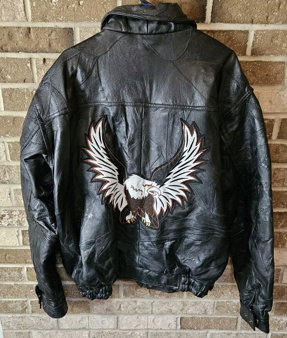 Vintage 90s Milan Leather USA Eagle Biker Jacket Full Zip Vintage 90s Milan Leather USA Eagle Biker Jacket Full Zip
