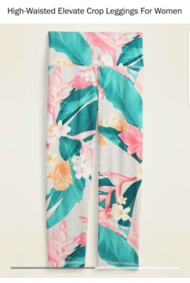 Old Navy High-Waisted Elevate Crop Tropical Flora Leggings For Women Sz. M 