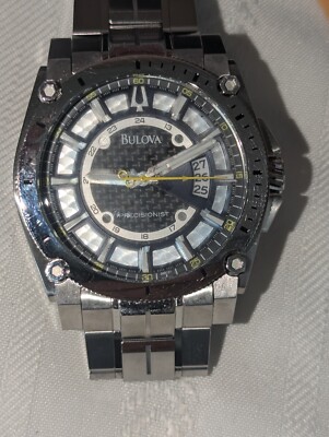 Large Bulova Precisionist 300M Quartz Mens Wristwatch C877699 Works Great! EXC