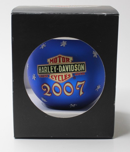 Harley Davidson Motorcycles Sidecar Santa Metallic Blue Glass Ornament 2007 - Picture 2 of 12