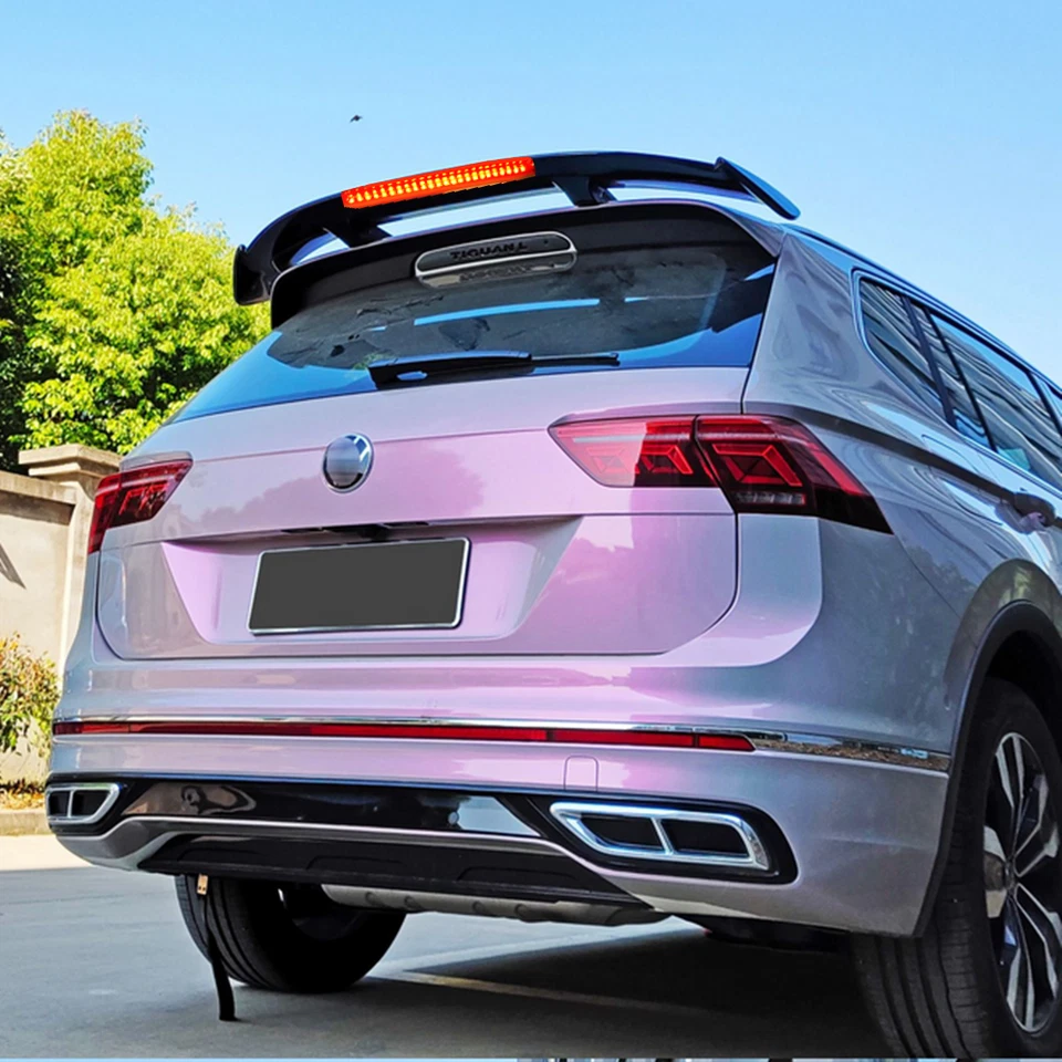 Universal Gloss Black Rear Roof Spoiler Wing w/Light For VW Touareg 2011-2018 - Image 4 of 4